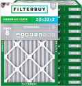 Filterbuy 20x22x2 Air Filter MERV 8 Essential Dust & Allergy Defense (12-Pack), Electrostatic Pleated HVAC AC Furnace Filters Replacement, Made in USA (Actual Size: 19.50 x 21.50 x 1.75)