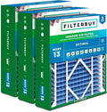 Filterbuy 21x21x5 Air Filter MERV 13 Optimal Smoke & Allergy Defense (3-Pack), Electrostatic Pleated HVAC AC Furnace Filters Replacement for Rheem, Ruud, & Protech (Actual Size: 20.63 x 20.63 x 4.38)