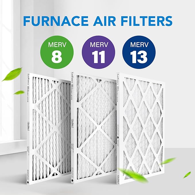 LotFancy 12x24x1 Air Filter MERV 8 6-Pack, Electrostatic Pleated Furnace & AC Filter, Captures Dust, Pet Hair, Pollen, Actual Size: 11.75"x23.75"x0.75"