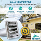 (4 Inch) Wall Vent Cover with Metal Mesh Screen,Exterior Hood Vent for House,Extended air Pipe.