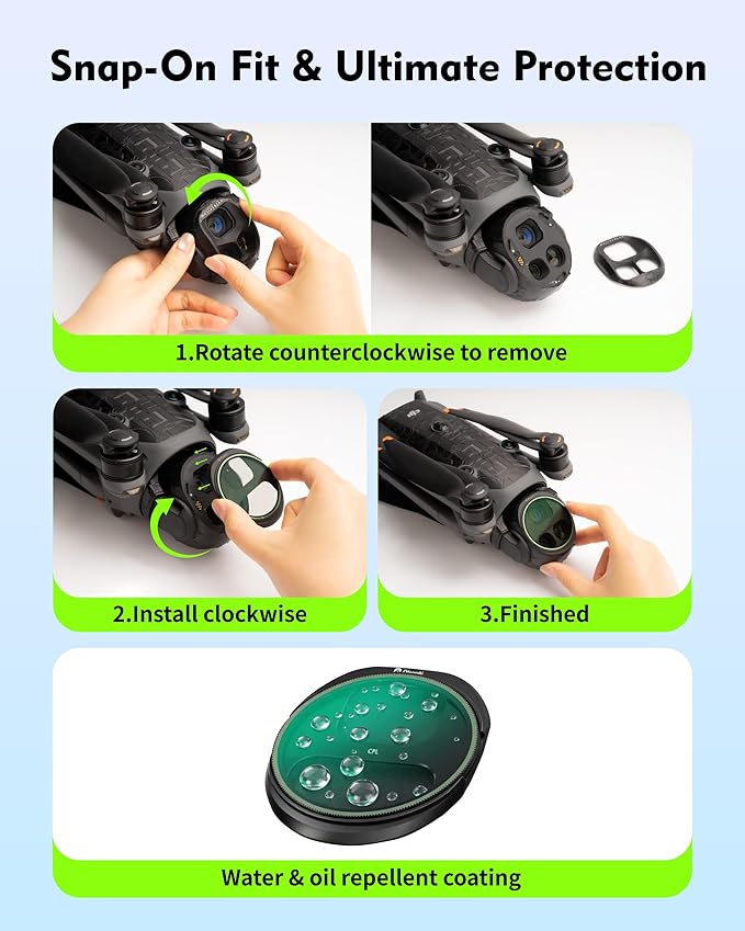 ND1000 Filter for DJI Mavic 4 Pro, 10-Stop Super Neutral Density Filter, Enables Long Exposure for Daytime Time-Lapse, Smooth Water Flow & Motion Blur Effect