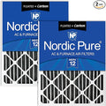 Nordic Pure 18x24x4 (Actual Size: 17 1/2 x 23 3/8 x 3 5/8) Pleated Air Filter MERV 12 Plus Carbon 2 Pack