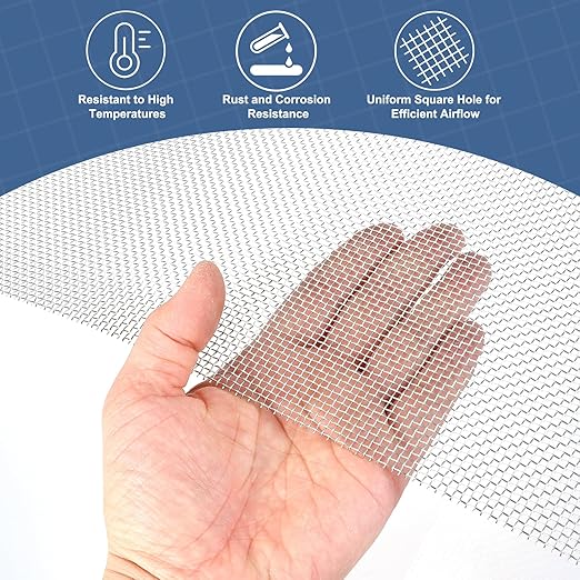 uxcell 10 Mesh 118" x 10" Woven Wire Mesh, 316 Stainless Steel Air Vent Filter Screen, Window Screen Mesh for DIY Projects Vents Cover Filtration Animals Fence