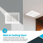 EZ-FLO 8 x 6 Inch (Duct Opening) Air Vent Cover for Wall or Ceiling, Two-Way Ventilation Register, Solid Steel HVAC Register Cover, White, 61661
