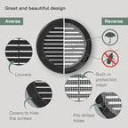 Vent Systems 4" Inch (Opening Dimensions) - Pack of 10 - Black Soffit Vent Cover - Plastic Round Air Vent Grille - Built-in Mesh Screen - HVAC Register Louver for Bathroom, Home, Kitchen