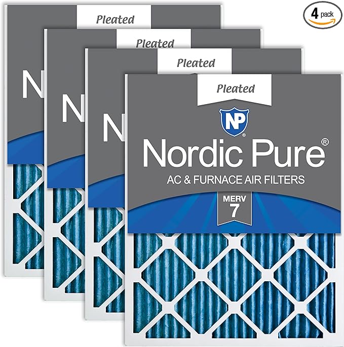 Nordic Pure 12x12x1 (Actual Size: 11 3/4 x 11 3/4 x 3/4) Pleated MERV 7 Air Filters 4 Pack