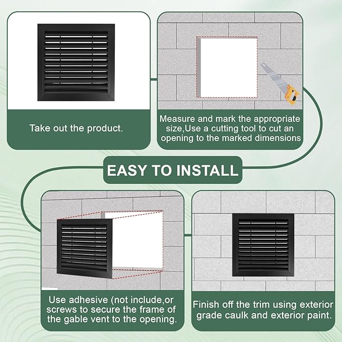 2-Pack 14"x14" Gable Vent - Premium Aluminum，Shed Vents with Screen, Ideal for Gables, Wall, and Attics - Vent Opening 12"x12" - Boost Ventilation and Guard Against Moisture