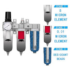 NANPU 1/2" NPT Industrial Grade 3 Stage Air Drying System - Particulate Filter, Coalescing Filter, Desiccant Dryer & Air Regulator, Metal Bowl, Manual Drain, Suitable for Paint Spray＆ Plasma Cutter