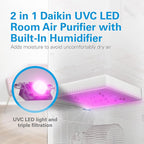 Daikin MCKB70YSAU Room Air Purifier for Home, HEPA, Activated Carbon, Pre-Filter and UVC LED Light, Zero Ozone Product, CARB Certified, 12.5 x 12.5 x 30 in