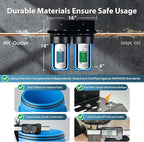 iSpring WGB21B-PB+AHPF12MNPT16X2 2-Stage Whole House Water Filtration System w/ 10” x 4.5” Carbon Block and Lead Reducing Filters and 3/4" Push-fit Braided Stainless Steel Hose Connectors