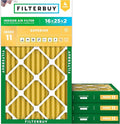 Filterbuy 16x25x2 Air Filter MERV 11 Superior Pet & Allergy Defense (4-Pack), Electrostatic Pleated HVAC AC Furnace Filters Replacement, Made in USA (Actual Size: 15.50 x 24.50 x 1.75)