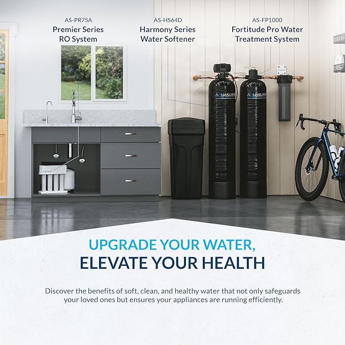 64,000 Grain Aquasure Harmony Whole House Water Softener - Reduces Hardness & Minerals, Improves Water Quality, For 4+ Bathrooms