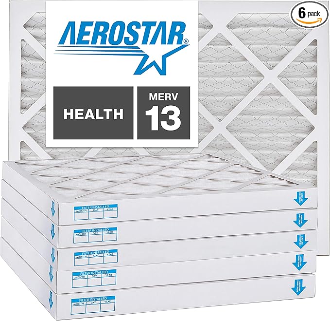 Aerostar 16x24x2 MERV 13, Pleated Air Filter, 16x24x2, Box of 6, Made in the USA