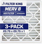 Filter King Air Filters 20.75x20.75x1 | 3-PACK | MERV 8 HVAC Pleated AC Furnace Filters | Actual Size 20.75 x 20.75 x .75
