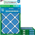 Filterbuy 14x30x1 Air Filter MERV 13 Optimal Smoke & Allergy Defense (4-Pack), Electrostatic Pleated HVAC AC Furnace Filters Replacement, Made in USA (Actual Size: 13.88 x 29.88 x 0.75)