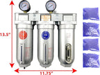 1" NPT SUPER DUTY Industrial Grade 3 Stages Filter Coalescing Desiccant Dryer System For Compressed Air Lines, Metal Bowls, Great For Paint Spray And Plasma Cutter (AUTO DRAIN)