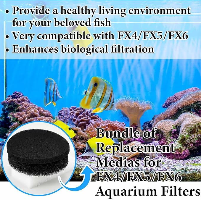 24 Pcs Aquarium Filter Media Kit Compatible with Fluval Fx4/Fx5/Fx6 Filters, 4 Bio-Sponge Pads, 6 Bio-Sponge Block, 6 Activated Carbon, 4 Carbon Foam Pad, 2 Silicone Lube, 2 Ceramic Rings