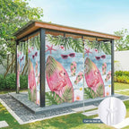 Summer Flamingbirds Outdoor Curtains for Patio Palm Leaves Plumeria Wood Waterproof Outside Curtains with Grommet Top Weatherproof Curtain for Cabana Pergola Gazebo, 1 Panel, 54" W x 95" L