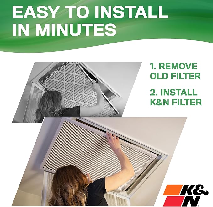 K&N 14X24X1 HVAC Furnace Air Filter, Lasts a Lifetime, Washable, Merv 13, the Last HVAC Filter You Will Ever Buy, Breathe Safely at Home or in the Office, HVC-13-11424