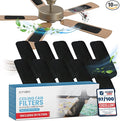 Premium Ceiling Fan Filters for Blades -10 PCS Activated Carbon Air Purifier Pads Unscented Washable Reusable Easy-Stick Coconut Shell Odorless Charcoal Dust Catcher Covers for Home Lighting Extractor