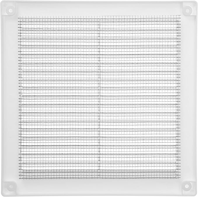 Vent Systems 6" x 6" Inch (Opening Dimensions) White Plastic Soffit Vent Cover - Durable Flat Square Air Vent Grille with Mesh Screen - Weather Ventilation Grill Wall & Ceiling Indoor & Outdoor