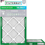 Filterbuy 14x30x1 Air Filter MERV 8 Essential Dust & Allergy Defense (2-Pack), Electrostatic Pleated HVAC AC Furnace Filters Replacement, Made in USA (Actual Size: 13.88 x 29.88 x 0.75)