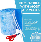 NORTHWEST ENTERPRISES Cut to Size Floor Vent Air Filters for home - MERV 8 Electrostatic Cut to Fit Air Filter Roll & Adhesive Hook Tape (12" x 90" Triple Filtration)