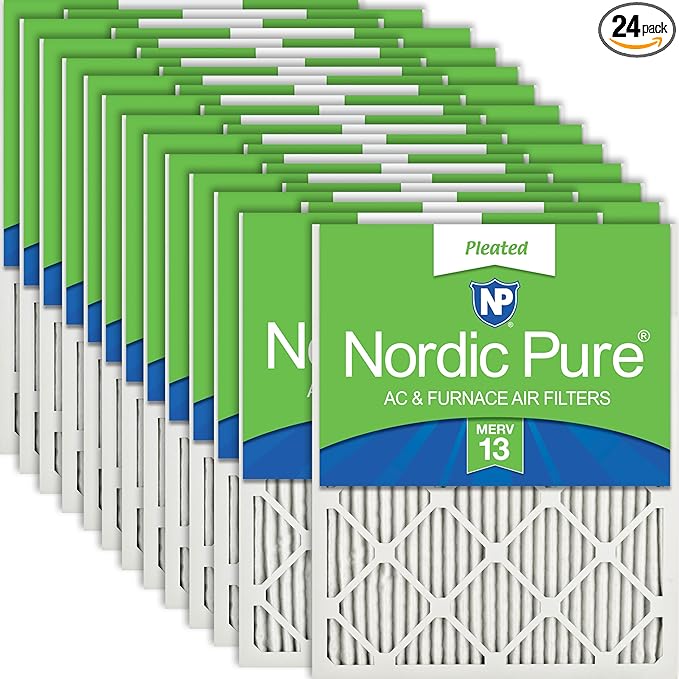 Nordic Pure 18x24x1 (Actual Size: 17 1/2 x 23 1/2 x 3/4) Pleated MERV 13 Air Filters 24 Pack