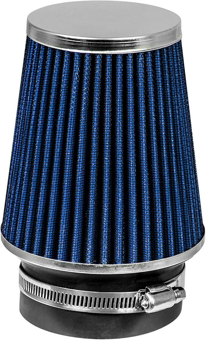 BLUE 3.5" 89 mm Inlet Narrow Air Cone Replacement Performance Washable Clamp-On Dry Air Filter