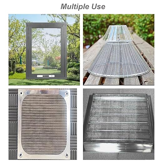 Stainless Steel Mesh 10Mesh with 0.7MM Wire Dia,4Pack 12x8inch(305x203mm) Hard and Heat Resisting Screen Sturdy Metal Mesh Sheets for DIY Projects,Aire Vent,Cage,Garden,Covered,BBQ Net
