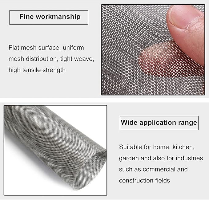 The Wire net Stainless Steel Woven Wire Mesh 304 Stainless Steel Woven Wire 30 Mesh Fine Screen Mesh, Garden Insect Screen, for Air Bricks, Window, Vents, Filter,Silver-1x5m(1x3m)