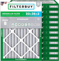 Filterbuy 30x36x2 Air Filter MERV 8 Essential Dust & Allergy Defense (12-Pack), Electrostatic Pleated HVAC AC Furnace Filters Replacement, Made in USA (Actual Size: 29.81 x 35.81 x 1.75)