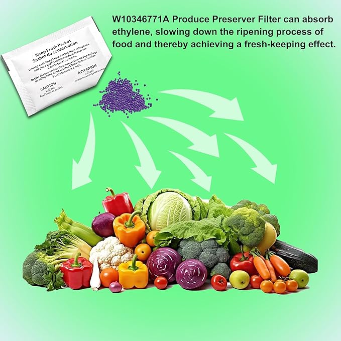 W10346771A Produce Preserver Filter, Compatible with Whirlpool W11462816, P1KL6S1CS, P1FB6S1, 2117689, AH3503014, AH3503014, EA3503014, PS3503014, P1KC6R1 (4)