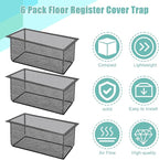 6PCS Floor Register Cover Trap 4"x12", Mesh Floor Vent Screen Net with Frame, Air Vent Filter Mesh Catcher for Hair Debris (4 x 12 Inch)