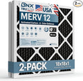 BNX TruFilter 18x18x1 MERV 12 Odor Defense (2-Pack) AC Furnace Air Filter with Activated Carbon - MADE IN USA - Pleated Air Conditioner HVAC AC Furnace Filters - Removes Odor, Mold, Bacteria, Smoke