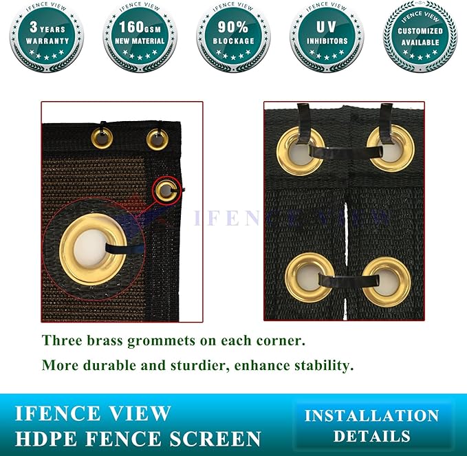 Ifenceview 6'x3' to 6'x50' Brown Shade Cloth/Fence Privacy Screen Fabric Mesh Net for Construction Site, Yard, Driveway, Garden, Railing, Canopy, Awning 160 GSM UV Protection (6' x 43')