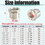 3/4" NPT Male to 1/2" NPT Female Hex Bushing Reducer, 304 Stainless Steel Reducing Adapter Pipe Fitting, Heavy Duty Pipe Hex Bushing for Reducing Pipe (3/4” MNPT x 1/2” FNPT)