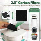 Charcoal Filters for Compost Bucket 3.5 in Square - Pack of 12 Odor Blocking Compost Filters for Countertop Bin, Trash Cans & Litter Boxes - Universal Replacement Compost Bin Filter Charcoal