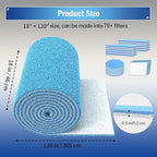 Air Vent Filter, 18"X120" Cut to Size MERV 8 Triple Air Filter Material, Blue & White Electrostatic Vent Filter Kit for Home Floor, Ceiling, Grilles, HVAC Vent, Compression Packing