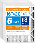 LotFancy 16x20x1 Air Filter MERV 13 6-Pack, Electrostatic Pleated HVAC Furnace Air Filter, Captures Pet Dander Smog Smoke, Actual Size: 15.75"x15.75"x0.75"