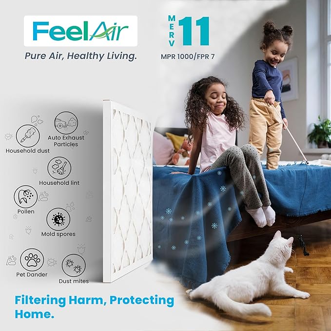 12x24x1 Air Filter – 6 Pack, MERV 11 Pleated HVAC & Furnace Filter, Electrostatic Mechanical Filtration (Actual Size 11.50 x 23.50 x 0.75)