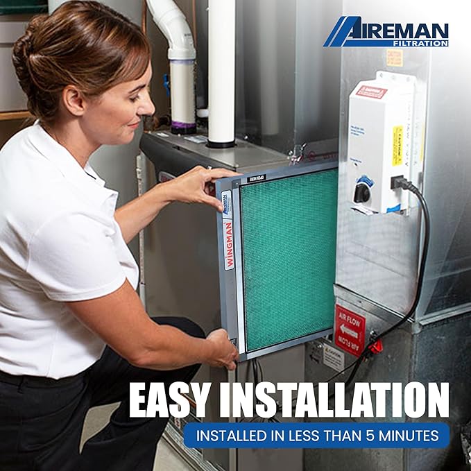 12x20x1 Polarized Media Electronic Air Filter - High Air Flow - Homeowner Installed - 1-Yr Supply of Replacement Pads - Simply Replace Your Current AC/Furnace Air Filter and PLUG IT IN!