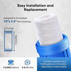PUREPLUS 10 Micron 10"x2.5" Whole House String Wound Sediment Filter for Well Water, Replacement Cartridge for Universal 10 inch RO System, WP-5, Aqua-Pure AP110, CFS110, Culligan P5,WFPFC4002, 4Pack
