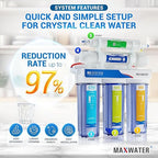 Max Water 5 Stage 100 GPD (Gallon Per Day) RO (Reverse Osmosis) Standard Water Filtration System for Heavy Duty - Under-Sink/Wall Mount - Model: RO-5C2