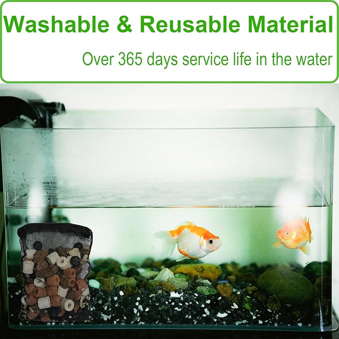 10 Pcs 10" x 7" Aquarium Filter Media Bags, Fish Tank Media Mesh Filter Bags with Zipper, Black Mesh Reusable Bags for Activated Carbon, Ceramic Rings, etc.