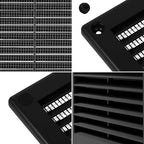 Repa Market 4 x 4 Inch (Outer) Black Square Air Vent Cover - Plastic Fresh Air Intake Vent - AC Cover with Nylon Mesh Screen, Wall, Ceiling HVAC Return Air Register, Modern Soffit Vents