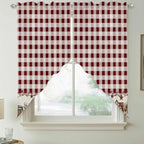 Swag Curtain Valances for Kitchen Windows,Farm Barn Western Star on Vintage Short Rod Pocket Window Valance,Red Buffalo Plaid Swag Topper for Bedroom Living Room,2 Panels 28x36in