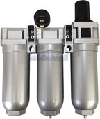 SUPER HEAVY DUTY HIGH FLOW AIR FILTRATION SYSTEM, 2 STAGE PARTICULATE FILTER PLUS OIL REMOVING COALESCING FILTER COMBINATION (1" NPT, MANUAL DRAIN)