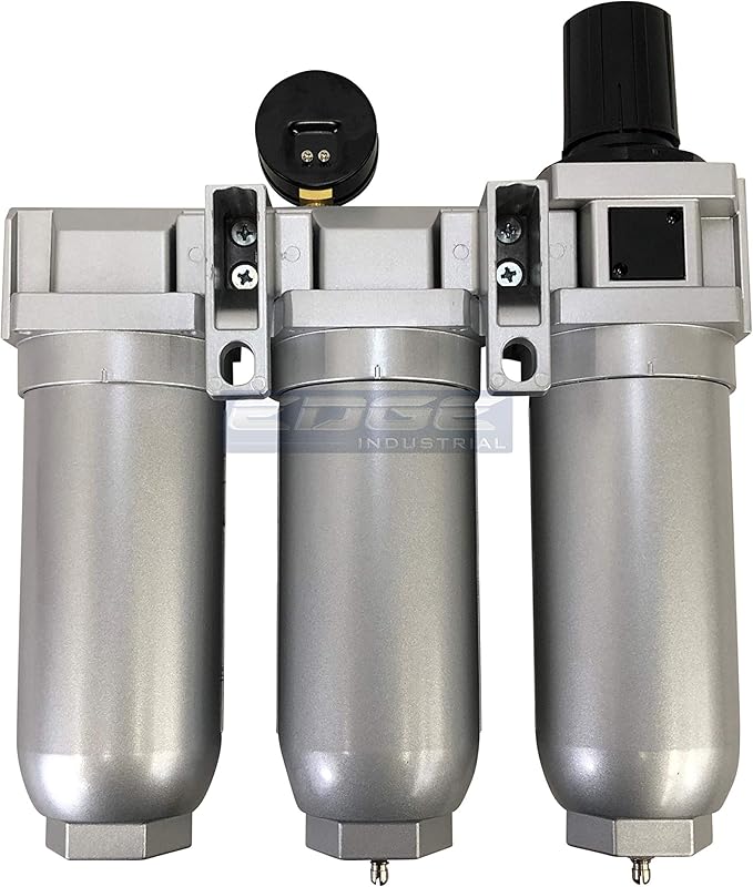 SUPER HEAVY DUTY HIGH FLOW AIR FILTRATION SYSTEM, 2 STAGE PARTICULATE FILTER PLUS OIL REMOVING COALESCING FILTER COMBINATION (3/4" NPT, MANUAL DRAIN)