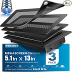 Magnetic Vent Covers with Vent Screen 5.1x13 Inch, Black Mesh Vent Covers for Floor, Wall, Ceiling Air Vents to Block Dust, Pet Hair, Fits Standard HVAC Floor Registers in Home, RV, 3 Pack
